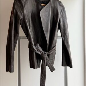 The Row Dark Brown Leather Jacket